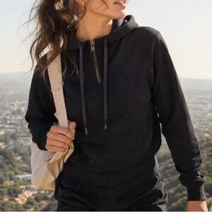 BYLT Basics Women’s Opal Black Half Zip Cropped Hoodie Lightweight Size Small